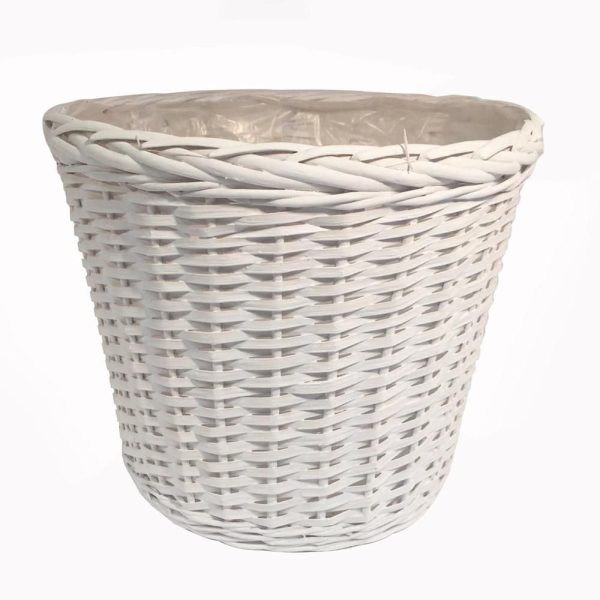 CESTO VIMINI BORDATO TRECCIA D.18 H.16 CM BIANCO CESTO VIMINI BORDATO TRECCIA D.18 H.16 CM BIANCO