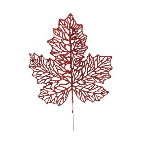 FOGLIA ACERO C/BRILLANTINI CM.40,5 ROSSO FOGLIA ACERO C/BRILLANTINI CM.40,5 ROSSO