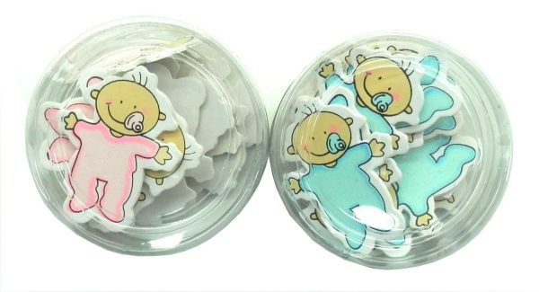 SET 12 STICKERS-BABY-NASCITA ASS.ROSA/AZZURRO