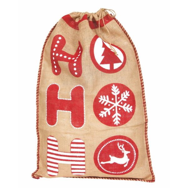 SET 6 SACCHI JUTA -HO HO HO- 85X55 CM NATURALE/ROSSO/BIANCO SET 6 SACCHI JUTA -HO HO HO- 85X55 CM NATURALE/ROSSO/BIANCO