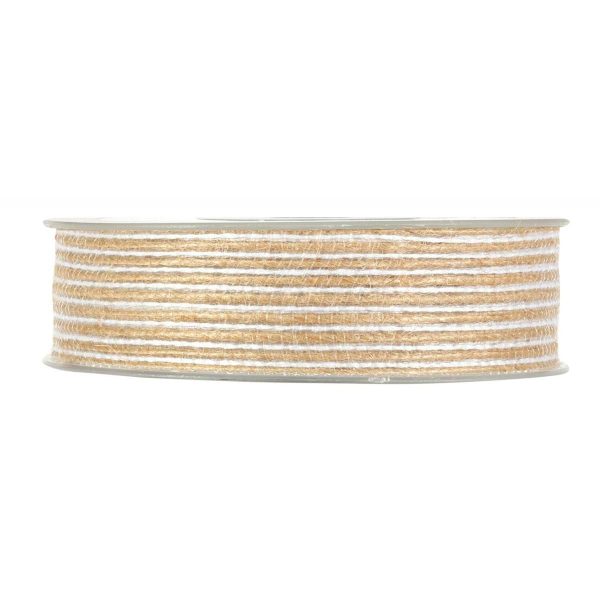 NASTRO JUTA “RIGHE” 25MM 12MT NATURALE/BIANCO