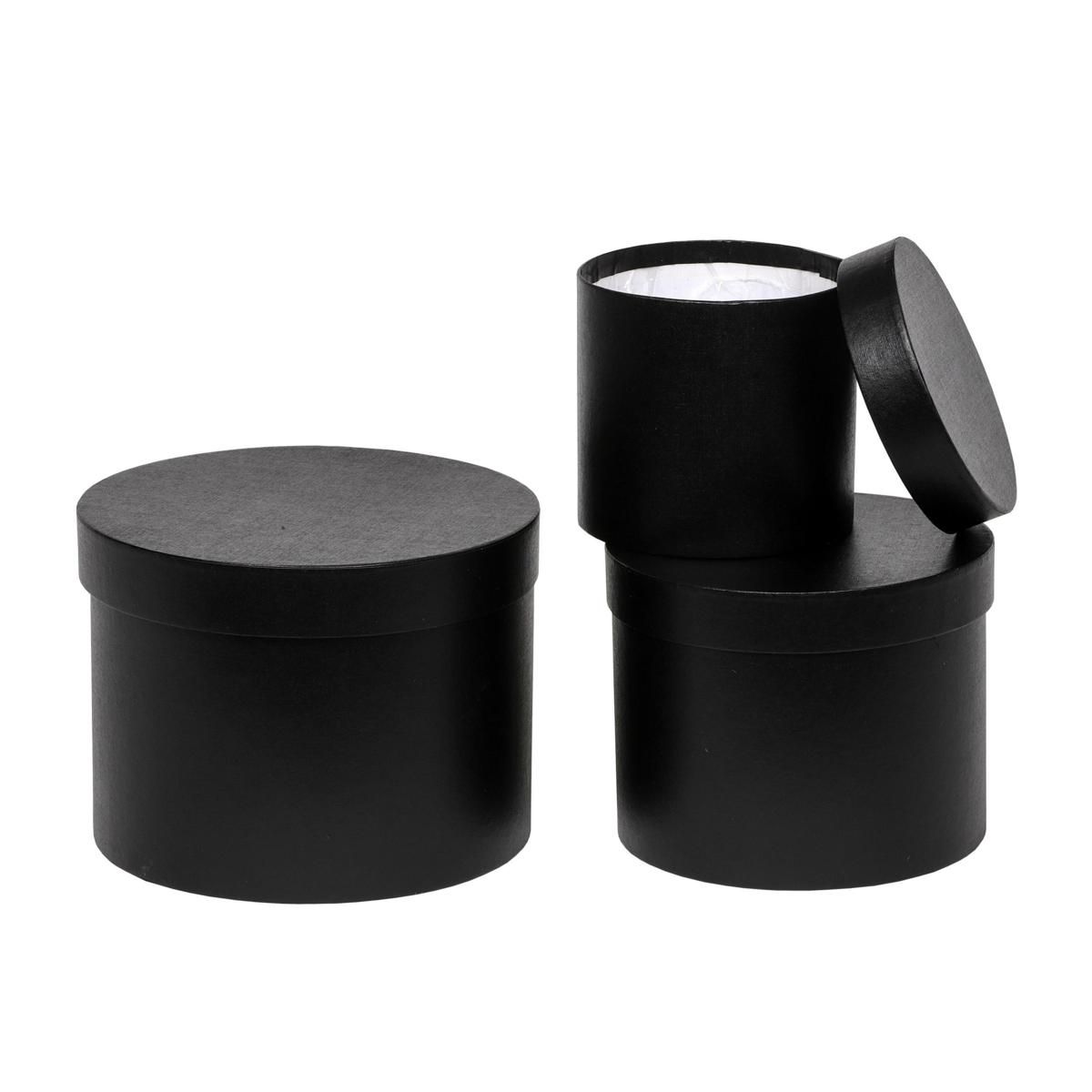 SET 3 SCATOLE CILINDRO D.15-19-23 CM H.13-15-17 CM NERO SET 3 SCATOLE CILINDRO D.15-19-23 CM H.13-15-17 CM NERO