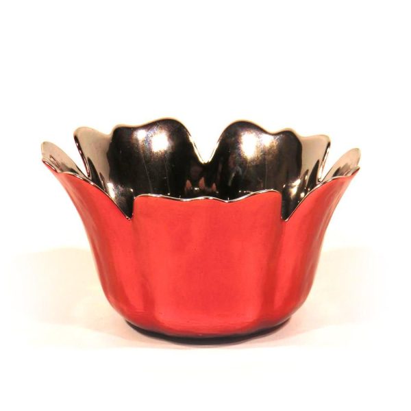 CIOTOLA VETRO-CLEO-13,5X7,5 ROSSO/ARGENTO