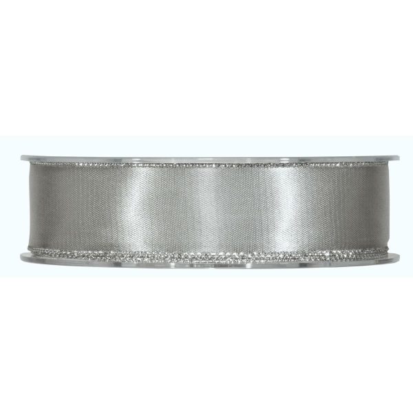 NASTRO RASO ITALIANO ANIMATO B/ARGENTO 25MM 20MT ARGENTO