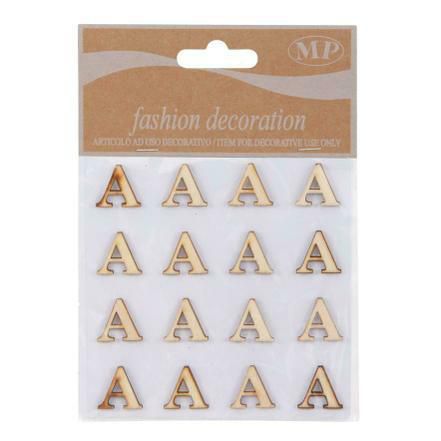 SET 16 LETTERE LEGNO 10X10 CM STICKERS NATURALE