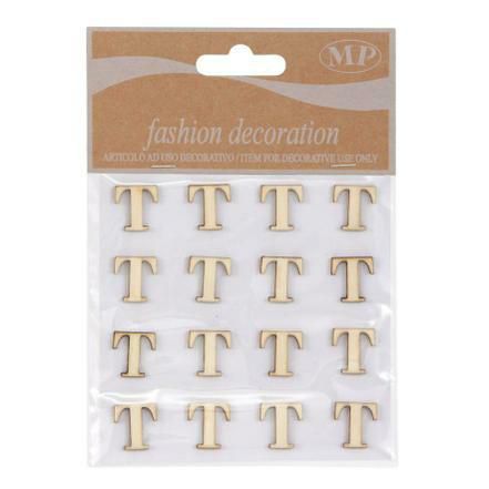 SET 16 LETTERE LEGNO 10X10 CM STICKERS NATURALE