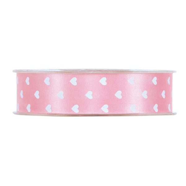 NASTRO RASO 25MM 45MT -CUORI- ROSA/BIANCO NASTRO RASO 25MM 45MT -CUORI- ROSA/BIANCO