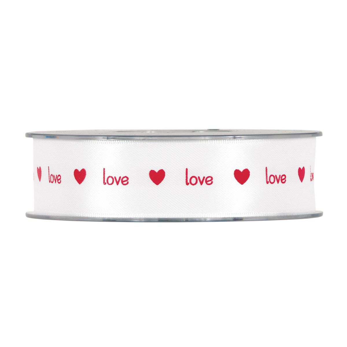 NASTRO RASO 25MM 25MT -LOVE- BIANCO/ROSSO NASTRO RASO 25MM 25MT -LOVE- BIANCO/ROSSO
