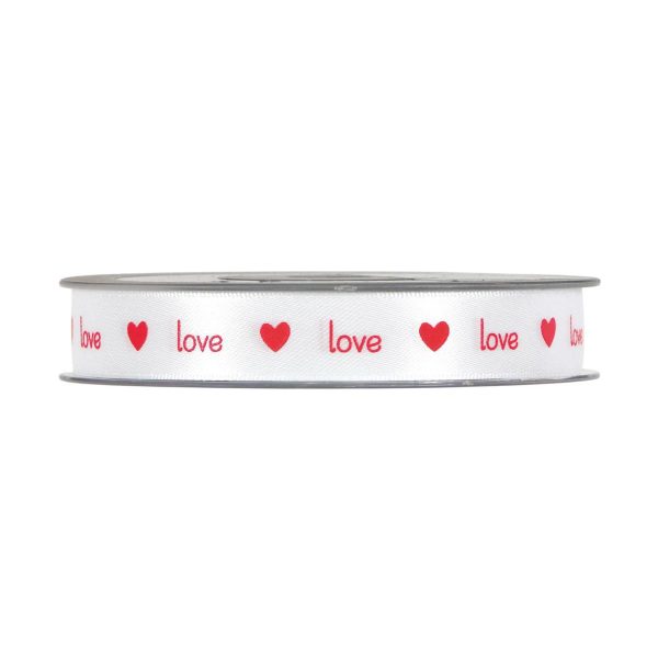 NASTRO RASO 15MM 25MT -LOVE- BIANCO/ROSSO NASTRO RASO 15MM 25MT -LOVE- BIANCO/ROSSO