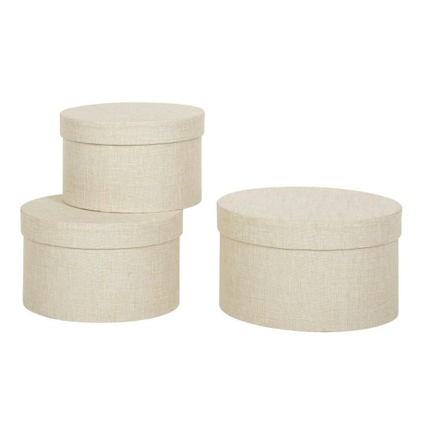 SET 3 SCATOLE CANVAS D.21-26 CM H.11-14 CM BEIGE SET 3 SCATOLE CANVAS D.21-26 CM H.11-14 CM BEIGE