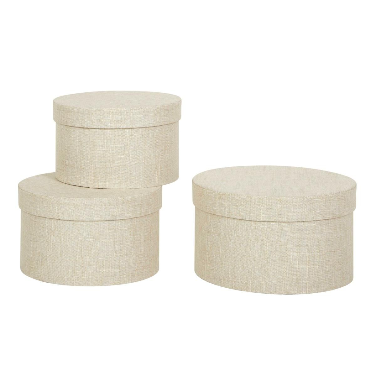 SET 3 SCATOLE CANVAS D.21-26 CM H.11-14 CM BEIGE