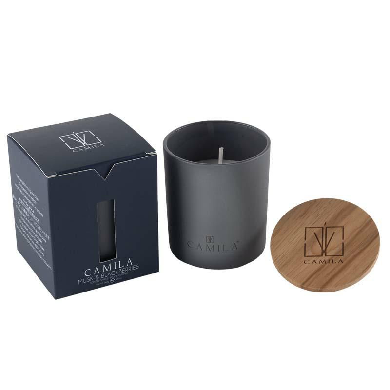 CANDELA PROFUMATA D.7,5H.8 CM GR.140 -MUSCHIO E MORE- GRIGIO