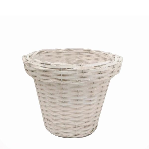 CESTO VIMINI BORDATO TRECCIA D.25 H.21 CM BIANCO CESTO VIMINI BORDATO TRECCIA D.25 H.21 CM BIANCO