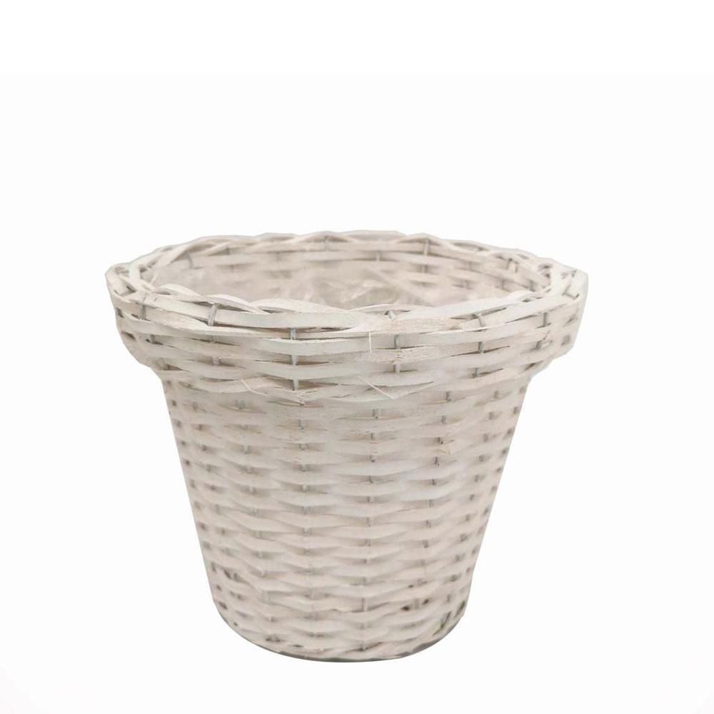 CESTO VIMINI BORDATO TRECCIA D.25 H.21 CM BIANCO CESTO VIMINI BORDATO TRECCIA D.25 H.21 CM BIANCO