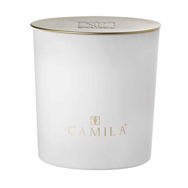 CANDELA PROFUMATA ZUCCHERO FILATO D.9 H.9 CM GR.200 OPACO BIANCO