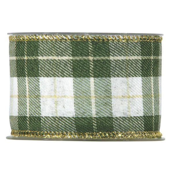 NASTRO TARTAN 63MM 10MTBIANCO/VERDE