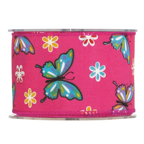 NASTRO POLIESTERE 63MM 10MT -BUTTERFLIES- FUXIA NASTRO POLIESTERE 63MM 10MT -BUTTERFLIES- FUXIA