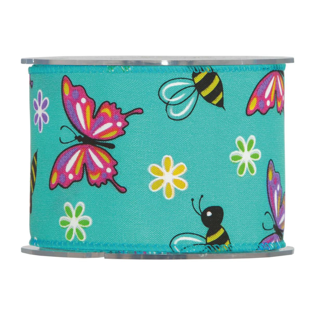 NASTRO POLIESTERE 63MM 10MT -BUTTERFLIES- TIFFANY