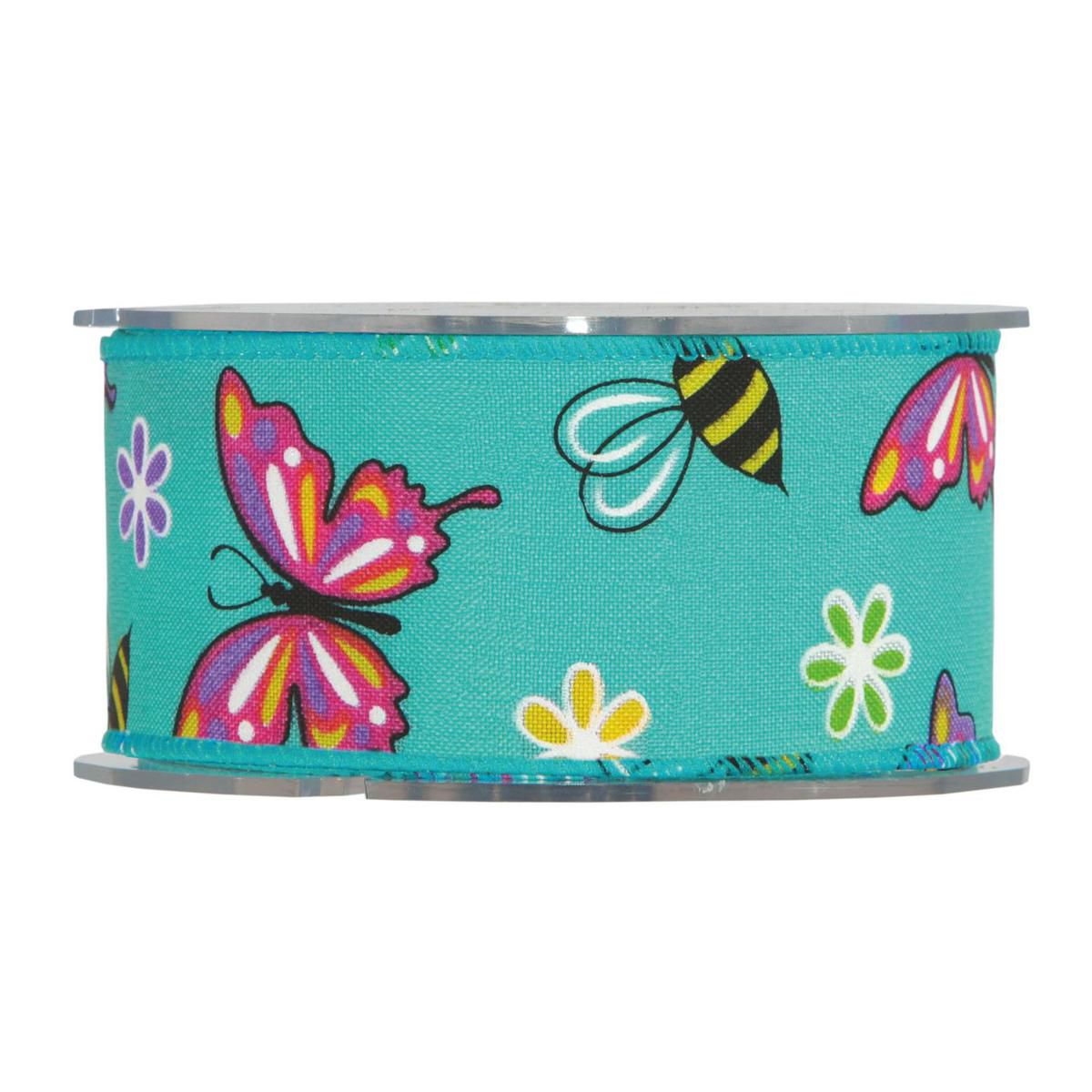 NASTRO POLIESTERE 40MM 10MT -BUTTERFLIES- TIFFANY