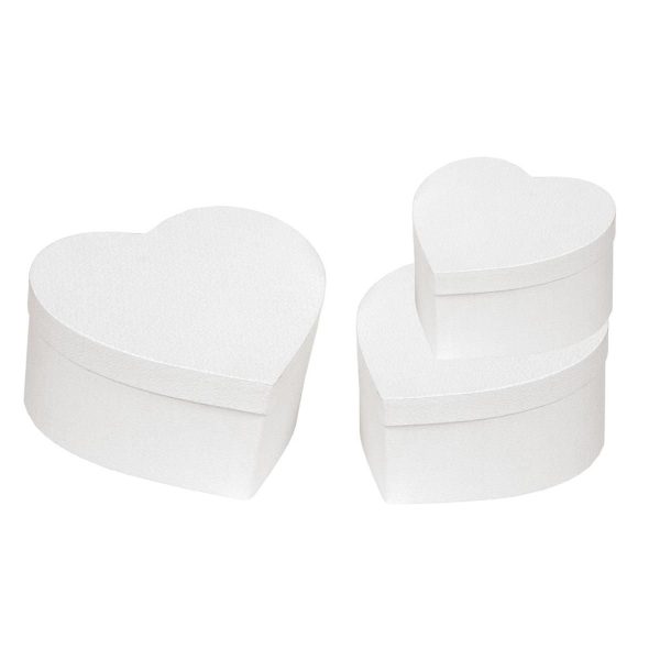 SET 3 SCATOLE CARTONE CUORE D.18-21-24,5 H.10-10-12 CM BIANCO SET 3 SCATOLE CARTONE CUORE D.18-21-24,5 H.10-10-12 CM BIANCO