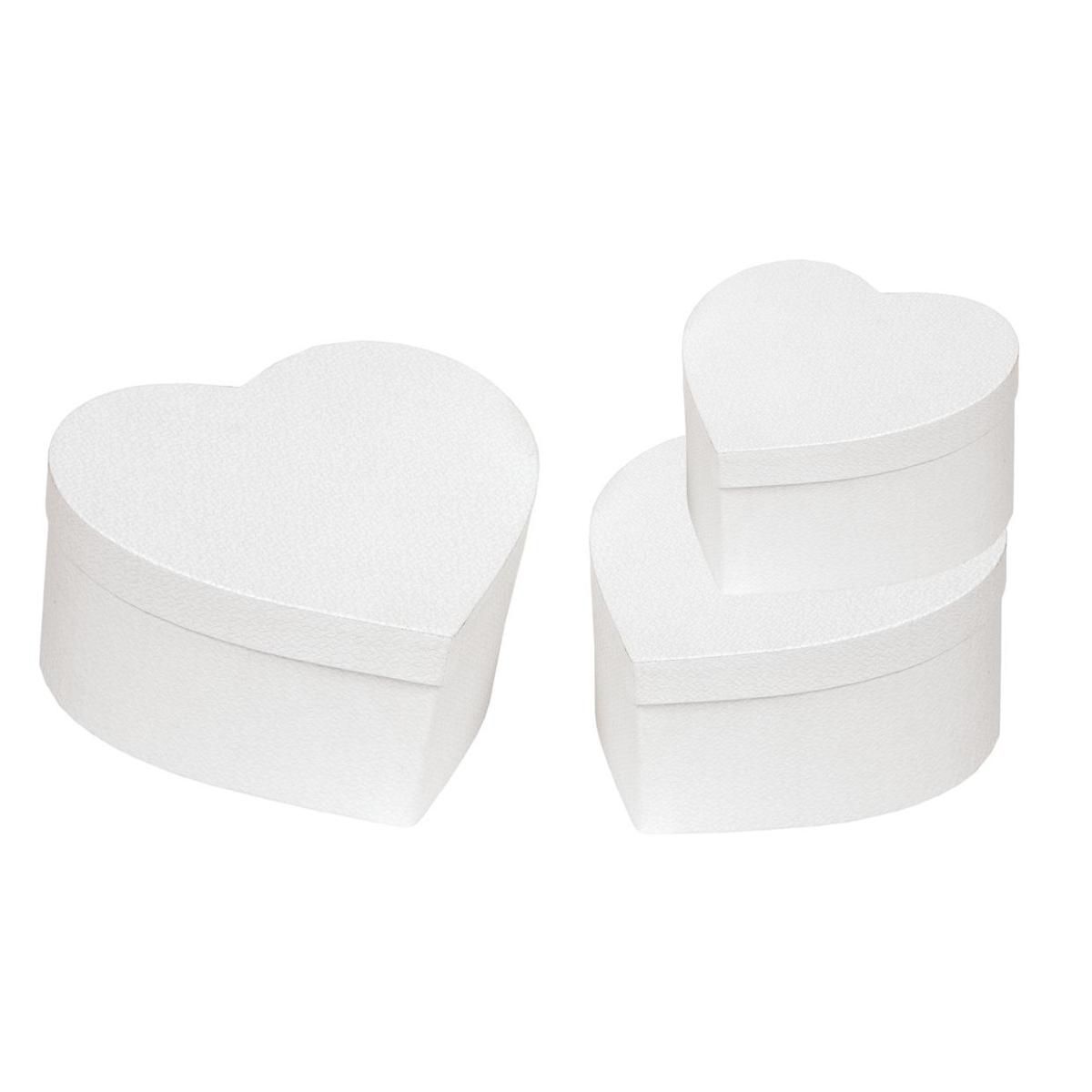 SET 3 SCATOLE CARTONE CUORE D.18-21-24,5 H.10-10-12 CM BIANCO