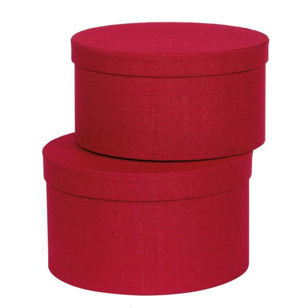 SET 2 SCATOLE CANVAS D.25-27,5 CM H.15-16 CM ROSSO SET 2 SCATOLE CANVAS D.25-27,5 CM H.15-16 CM ROSSO