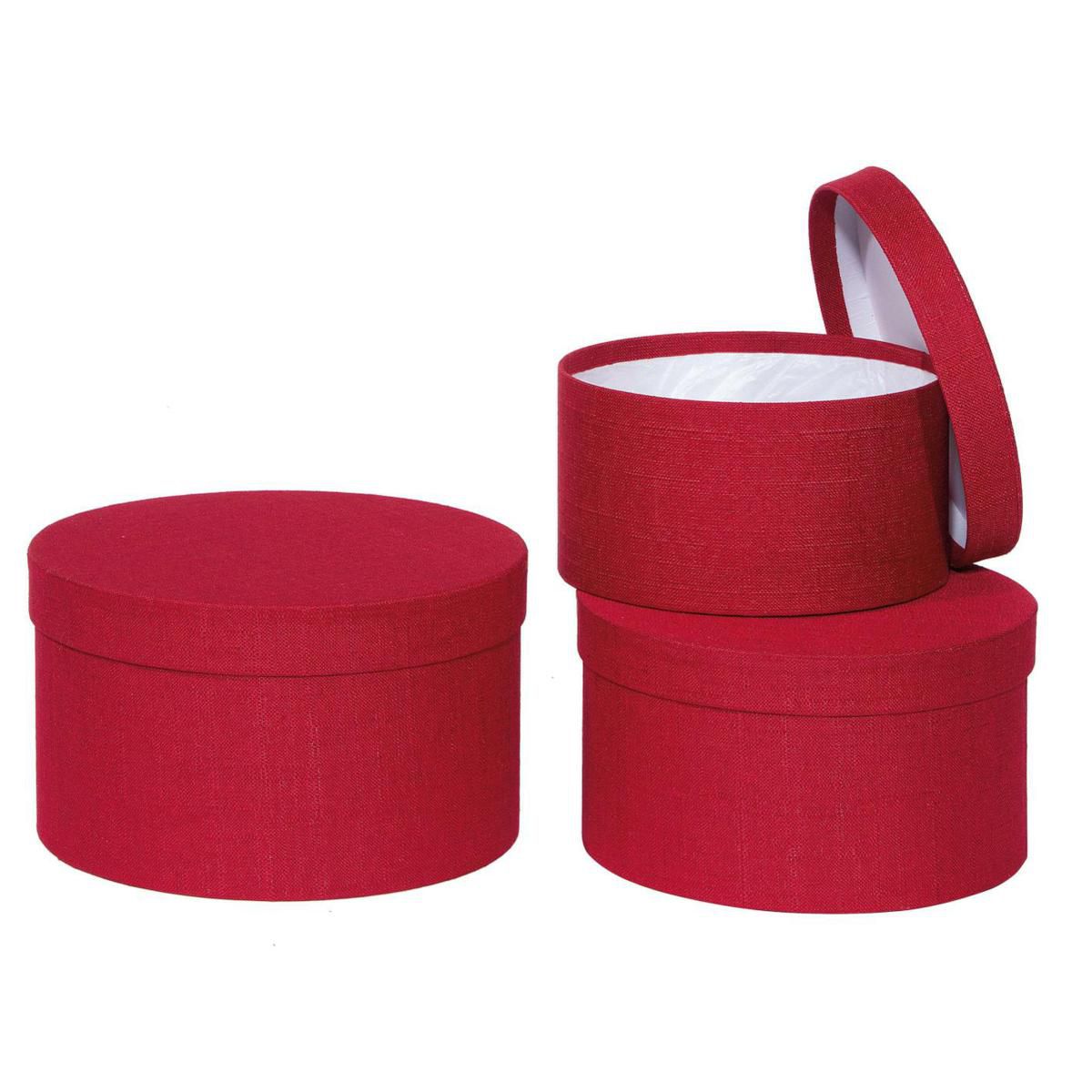 SET 3 SCATOLE CANVAS D.14-16-19 CM H.11-13-14,5 CM ROSSO