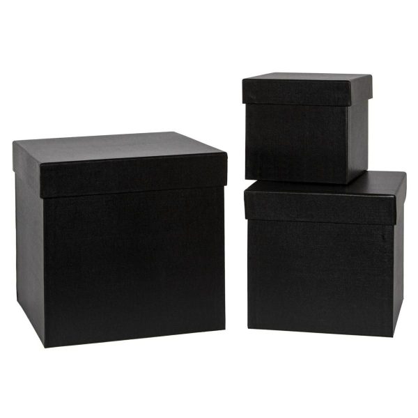 SET 3 SCATOLE CARTONE 15X15/20X20/25X25 CM H.15-20-25 CM NERO SET 3 SCATOLE CARTONE 15X15/20X20/25X25 CM H.15-20-25 CM NERO