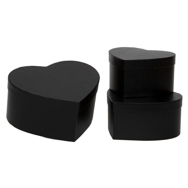 SET 3 SCATOLE CARTONE CUORE D.18-21-24,5 H.10-10-12 CM NERO SET 3 SCATOLE CARTONE CUORE D.18-21-24,5 H.10-10-12 CM NERO