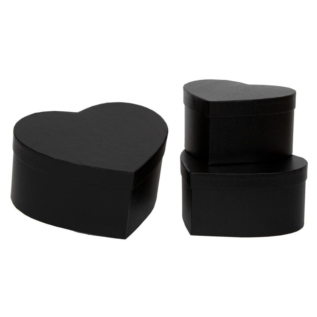 SET 3 SCATOLE CARTONE CUORE D.18-21-24,5 H.10-10-12 CM NERO