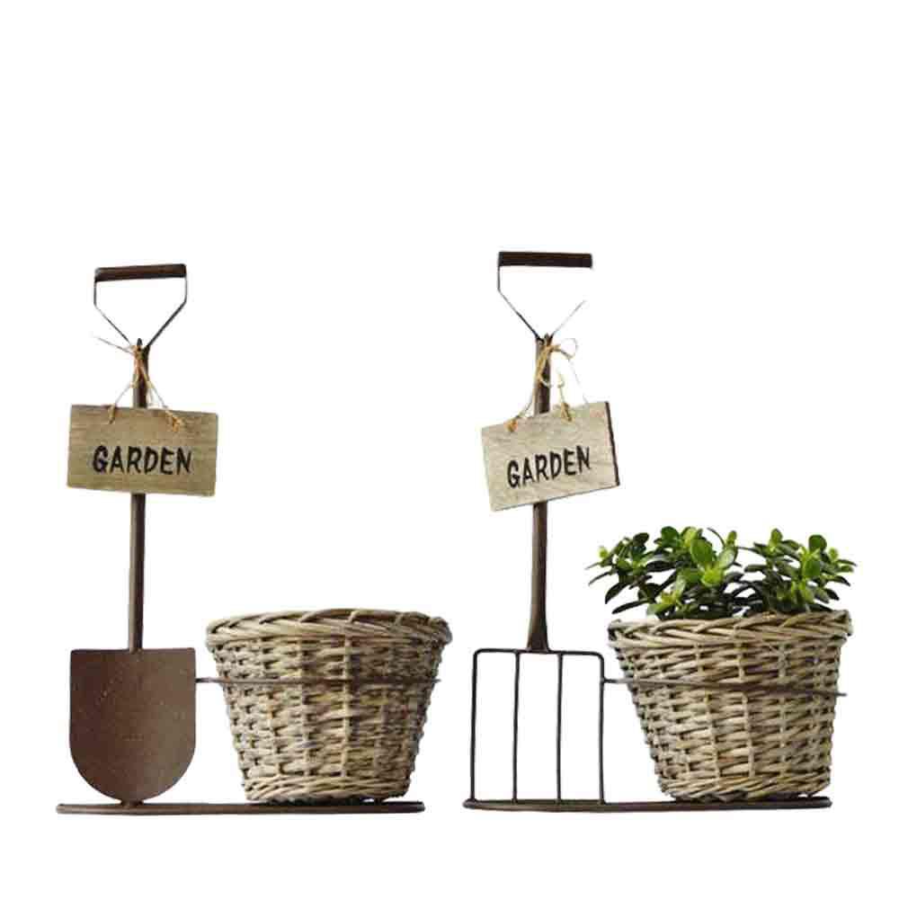 SET 2 BADILE/FORCA C/CESTO D20-GARDEN- 32X19X36 MARRONE