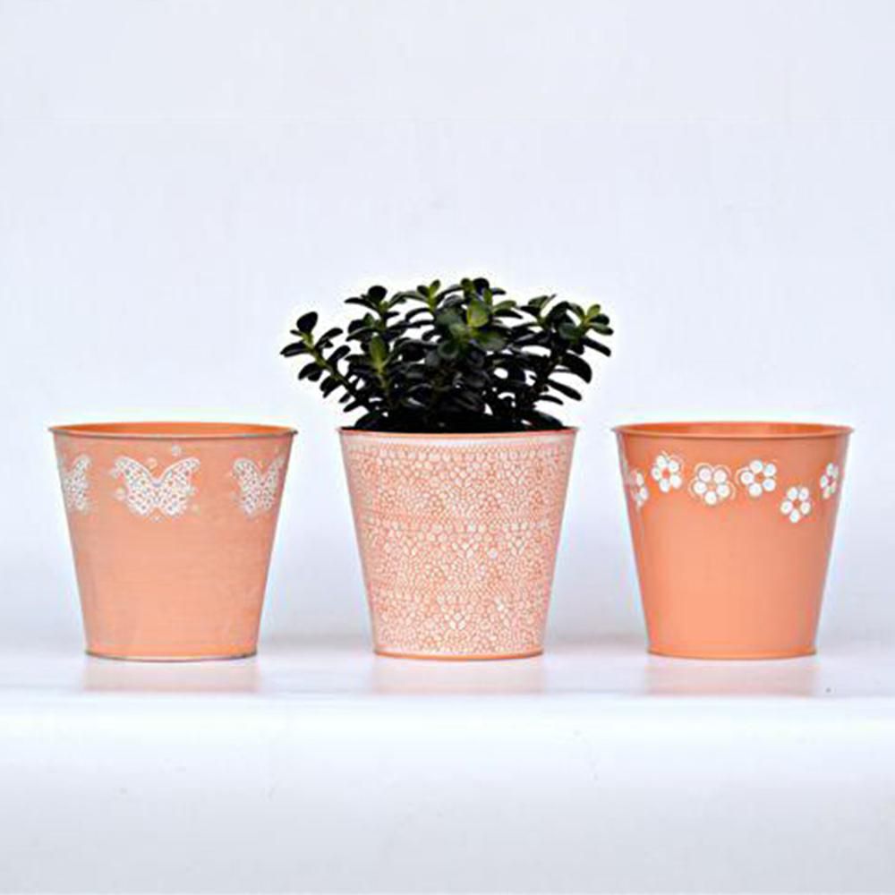 SET 3 VASI ZINCO D.16,5 CM H.15 CM -DECO- ASS.ARANCIO