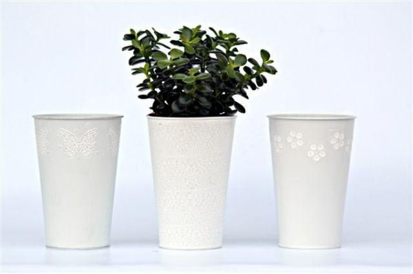 SET 3 VASI ZINCO DECO D13 H18,5 ASS.BIANCO