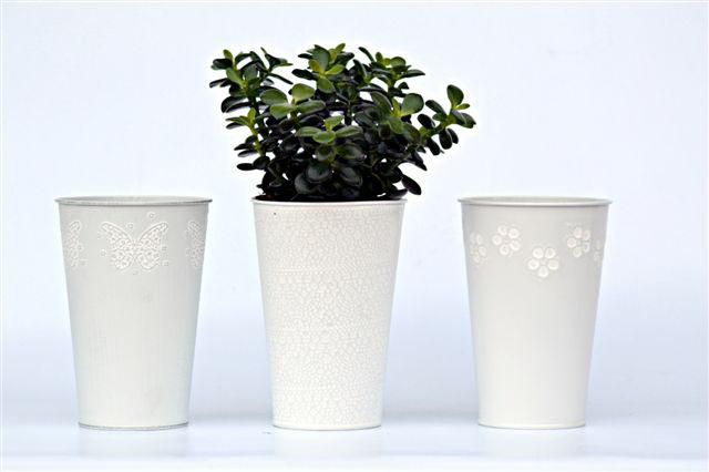 SET 3 VASI ZINCO DECO D13 H18,5 ASS.BIANCO