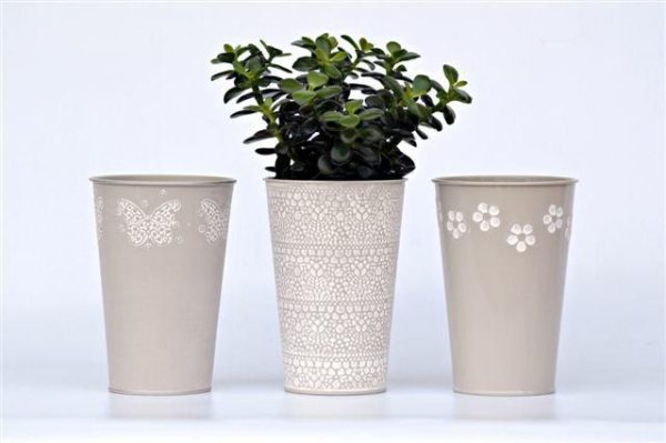 SET 3 VASI ZINCO D.13 CM H.18,5 CM DECO ASS.TORTORA