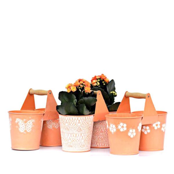 SET 3 VASI DOPPIO ZINCOD11 DECO C/M. 22X17 ASS.ARANCIO