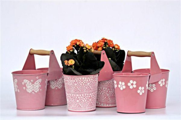 SET 3 VASI DOPPIO ZINCOD11 DECO C/M. 22X17 ASS.ROSA