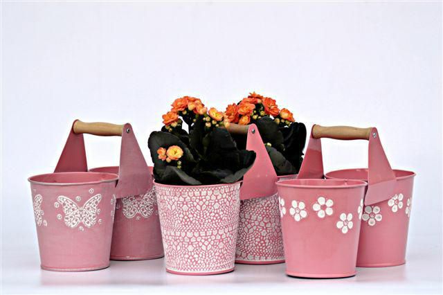 SET 3 VASI DOPPIO ZINCOD11 DECO C/M. 22X17 ASS.ROSA