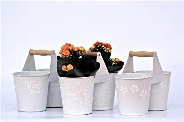 SET 3 VASI DOPPIO ZINCOD11 DECO C/M. 22X17 ASS.BIANCO