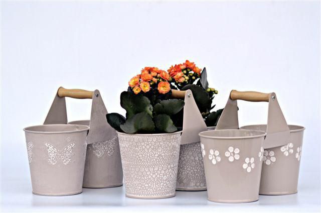 SET 3 VASI DOPPIO ZINCOD11 DECO C/M. 22X17 ASS. TORTORA