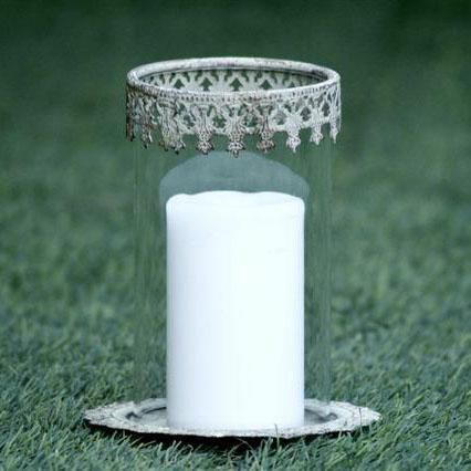 PORTACANDELA METALLO -LACE- C/VETRO 15X19 CM BIANCO PORTACANDELA METALLO -LACE- C/VETRO 15X19 CM BIANCO