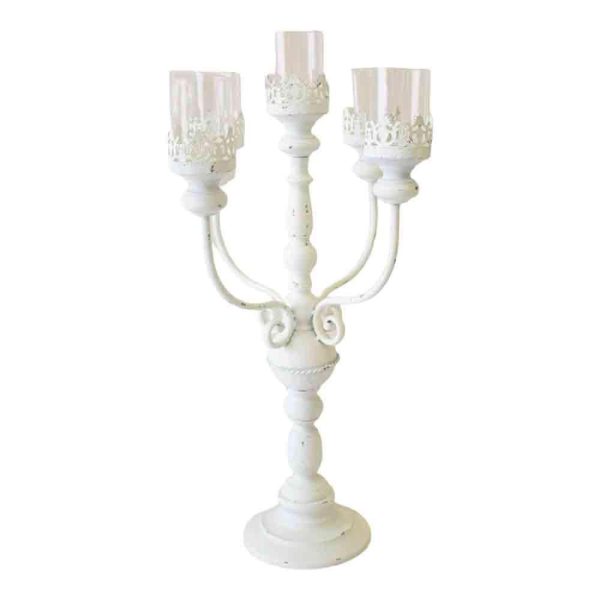 CANDELABRO MET.5 FUOCHIC/VETRO 36X70 CM BIANCO CANDELABRO MET.5 FUOCHIC/VETRO 36X70 CM BIANCO