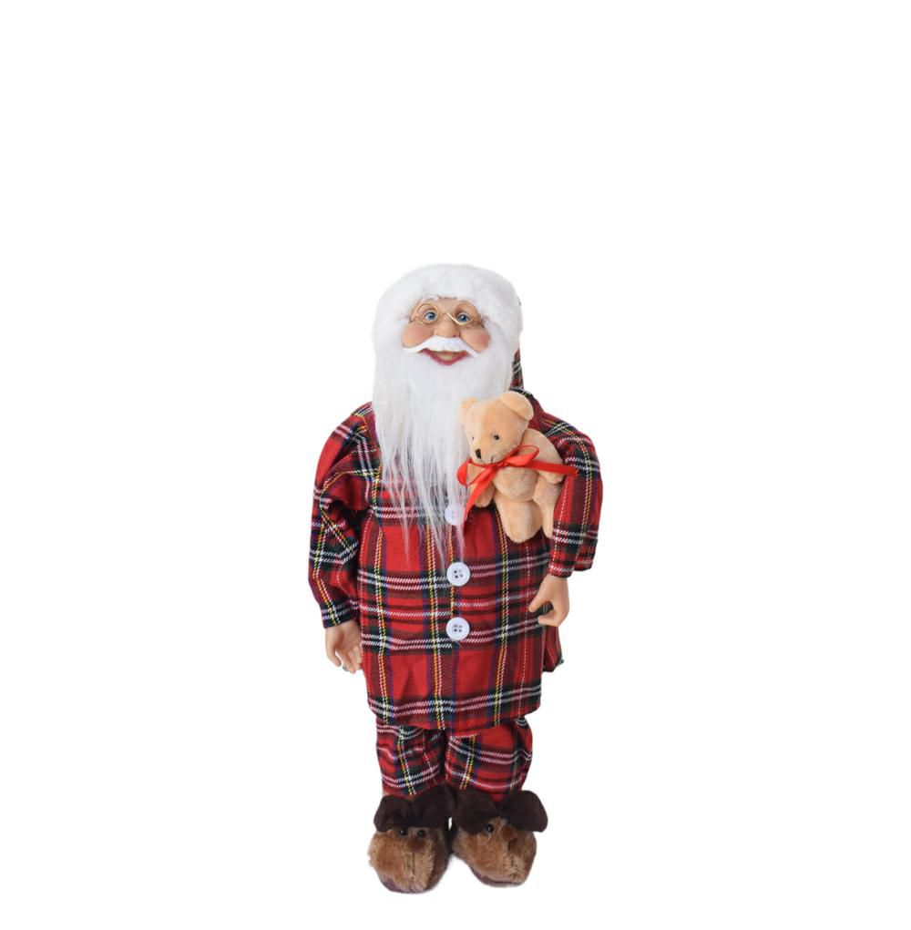 BABBO NATALE POLIESTERETARTAN H.45 CM ROSSO/VERDE BABBO NATALE POLIESTERETARTAN H.45 CM ROSSO/VERDE