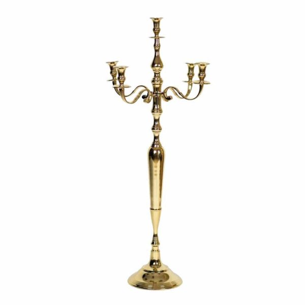 CANDELABRO ALLUMINIO 5 FUOCHI H.100 CM ORO CANDELABRO ALLUMINIO 5 FUOCHI H.100 CM ORO
