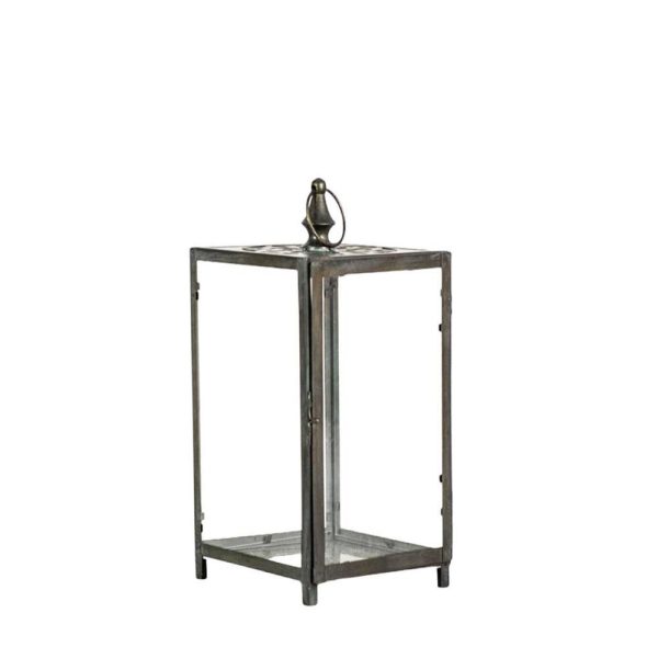 LANTERNA VETRO/METALLO 20,5X20,5 CM H.44 CM ANTRACITE LANTERNA VETRO/METALLO 20,5X20,5 CM H.44 CM ANTRACITE