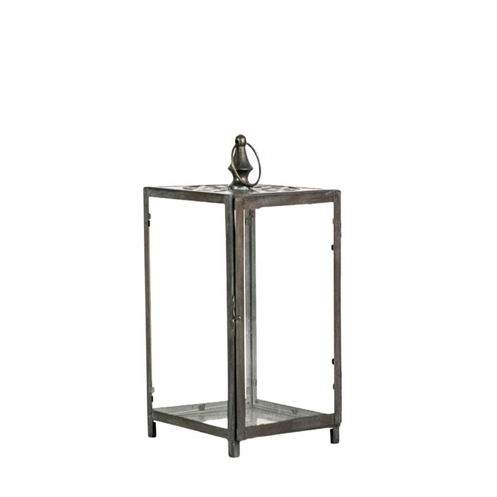 LANTERNA VETRO/METALLO 20,5X20,5 CM H.44 CM ANTRACITE LANTERNA VETRO/METALLO 20,5X20,5 CM H.44 CM ANTRACITE