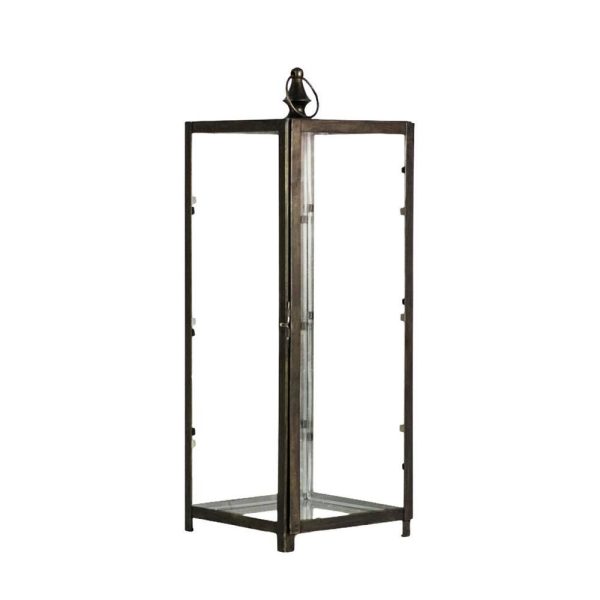 LANTERNA VETRO/METALLO 20,5X20,5 CM H.64 CM ANTRACITE LANTERNA VETRO/METALLO 20,5X20,5 CM H.64 CM ANTRACITE