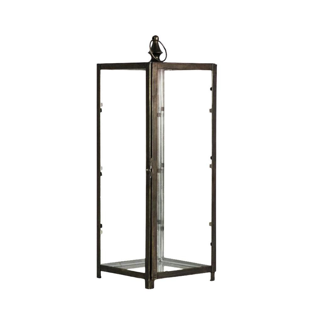 LANTERNA VETRO/METALLO 20,5X20,5 CM H.64 CM ANTRACITE LANTERNA VETRO/METALLO 20,5X20,5 CM H.64 CM ANTRACITE