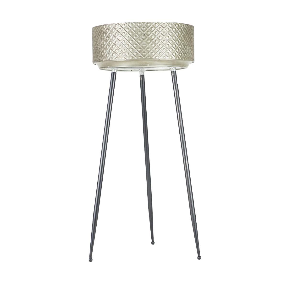 FIORIERA METALLO 39X39 CM H.78,5 CM LAVORATA C/PIEDI PLATINO FIORIERA METALLO 39X39 CM H.78,5 CM LAVORATA C/PIEDI PLATINO