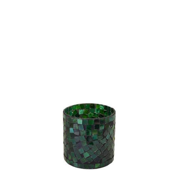 PORTATEALIGHT VETRO MOSAICO D.10 CM H.10 CM VERDE PORTATEALIGHT VETRO MOSAICO D.10 CM H.10 CM VERDE